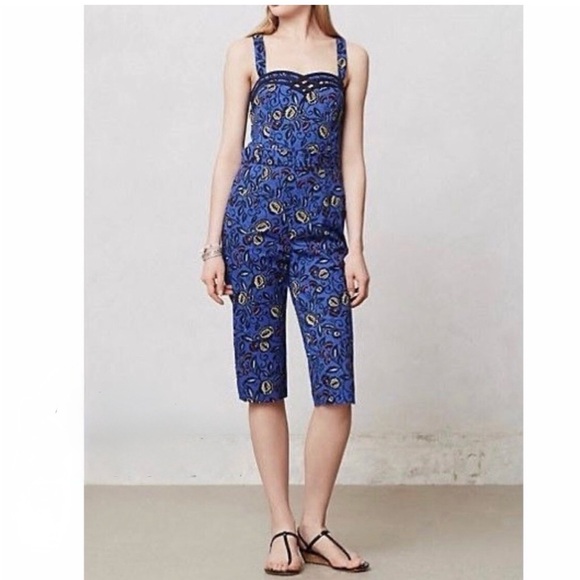 Cartonnier Pants - Cartonnier Blue and Yellow Patterned Jumpsuit